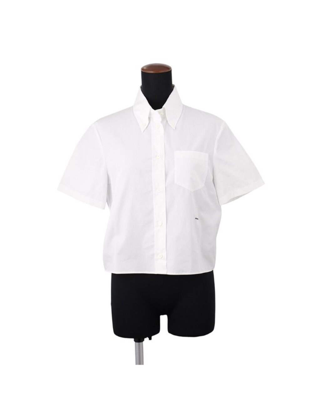 Prada Shirt Short Sleeve Poplin Logo Top White 40